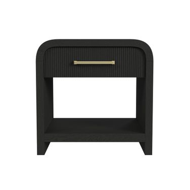 Woodridge End Table with USB In Black and Grain