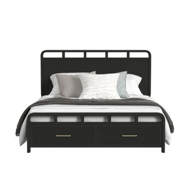 Woodridge King Storage Bed In Black and Grain