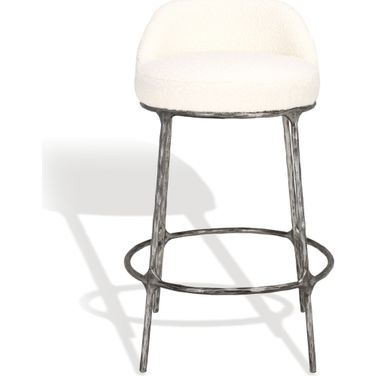 Woodsen Boucle Counter Stool In Ivory and Black
