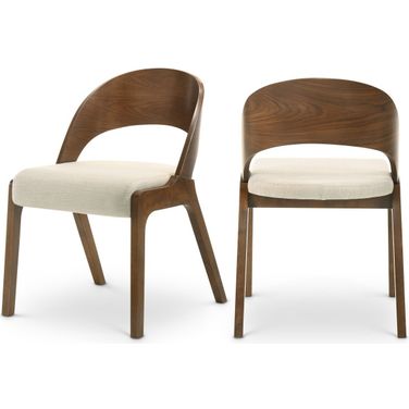 Woodson Linen Textured Fabric Dining Chair Set of 2 In Beige