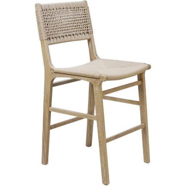 Woven Back Counter Stool With Rush Seat In Cerused Oak