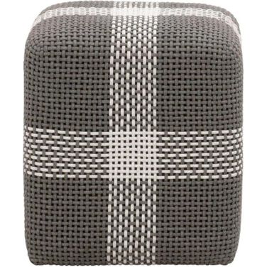 Woven Cross Accent Cube In Dove and White