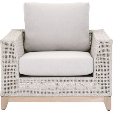 Woven Tropez Outdoor Sofa Chair In Taupe and Gray Teak
