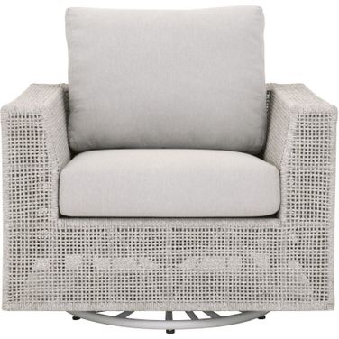 Woven Tropez Outdoor Swivel Rocker Sofa Chair In Taupe and Pumice