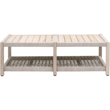Woven Wrap Outdoor Coffee Table In White and Taupe