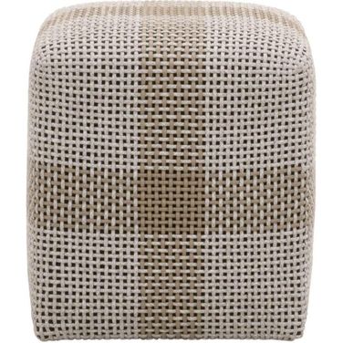 Woven Cross Accent Cube In Taupe