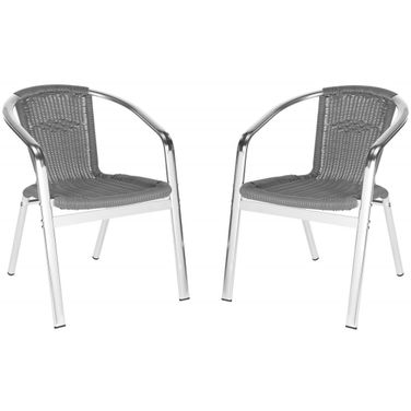 Wrangell Gray Indoor/Outdoor Stacking Arm Chair Set of 2 FOX5207C