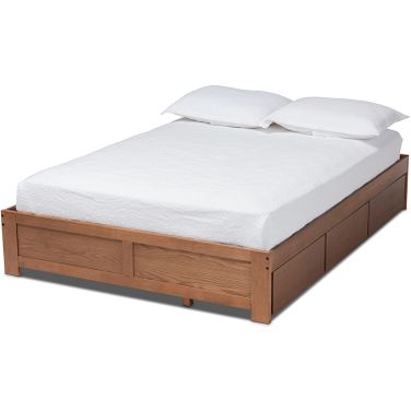 Wren Modern And Contemporary Walnut Finished 3-Drawer Full Size Platform Storage Bed Frame