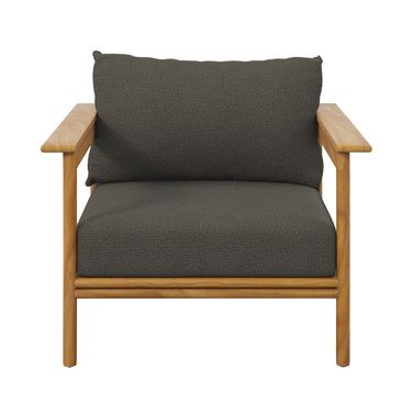 Wren Outdoor Patio Teak Wood Armchair In Natural and Flint Gray