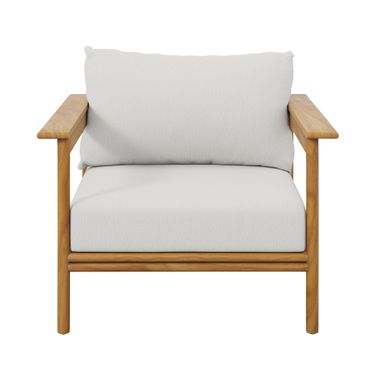 Wren Outdoor Patio Teak Wood Armchair In Natural and Sail