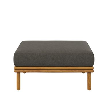 Wren Outdoor Patio Teak Wood Ottoman In Natural and Flint Gray