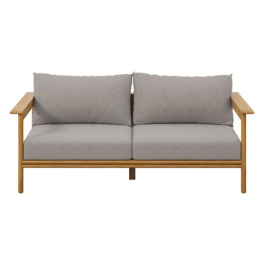 Wren Outdoor Patio Teak Wood Sofa In Natural and Driftwood