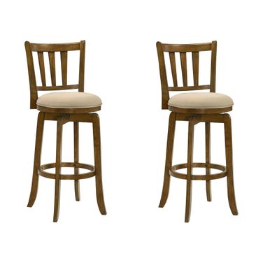 Wren Swivel Bar Height Bar Stool Set of 2 In Sepia Brown and Light Scone