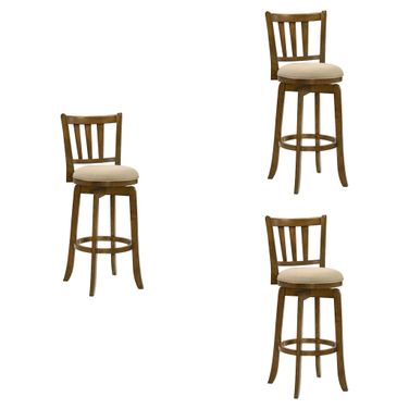 Wren Swivel Bar Height Bar Stool Set of 3 In Sepia Brown and Light Scone