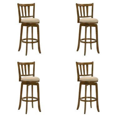 Wren Swivel Bar Height Bar Stool Set of 4 In Sepia Brown and Light Scone