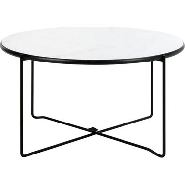Wrena Round Coffee Table in White and Black