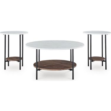 Wrenwich Table Set of 3 In Brown/Black/White