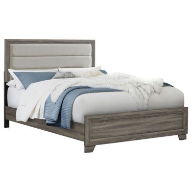 Wright 52 Inch Upholstered Queen Bed In Brown Oak