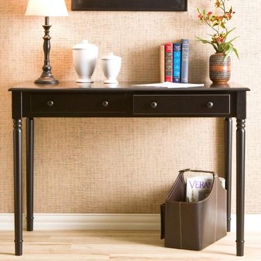 Writing 2-Drawer Desk In Satin Black