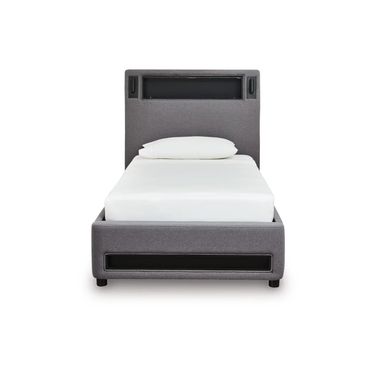 Wronske Twin Upholstered Bed In Gray