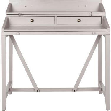 Wyatt Quartz Gray Desk with Pull Out