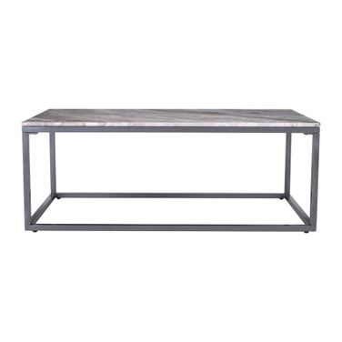 Wynn 48 Inch Solid Marble Coffee Table In Grey Marble