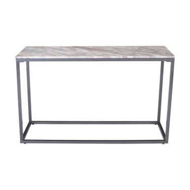 Wynn 50 Inch Solid Marble Sofa Console Table In Grey Marble