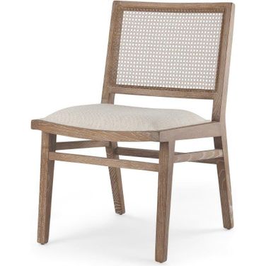 Wynn Cream Upholstered Fabric With Brown Wood Dining Chair