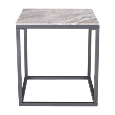 Wynn Solid Marble Square End Table In Grey Marble