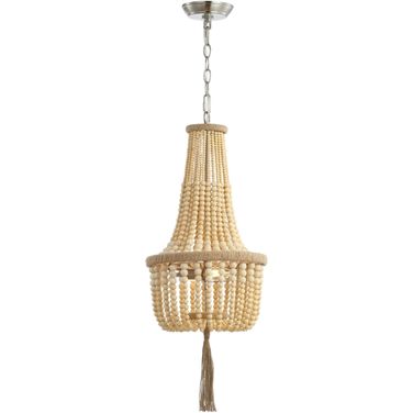 Wynne Brown Wooden Finish and Brush Nickel Pendant