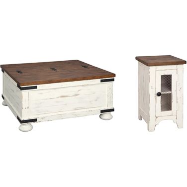Wystfield White and Brown Occasional Table Set with Storage