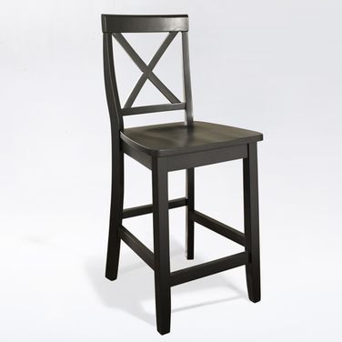 X-Back 2-Piece Counter Height Barstool Set In Black