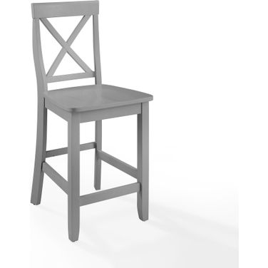 X-Back 2-Piece Counter Height Barstool Set In Gray