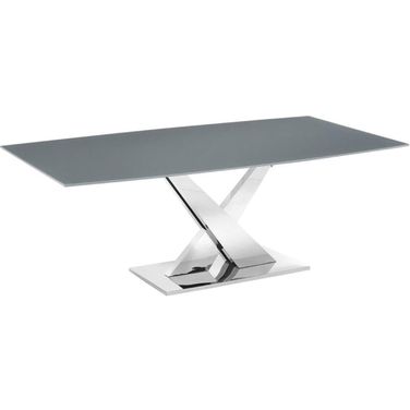 X Base Dining Table With Gray Oak Base and Gray Top