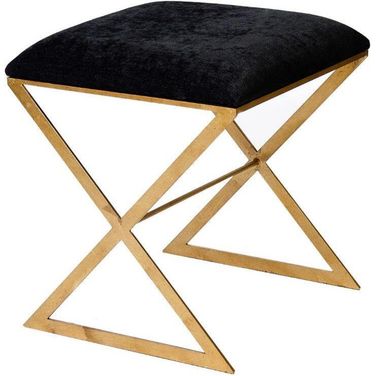 X-Side-Gub Black Velvet And Gold X Side Stool