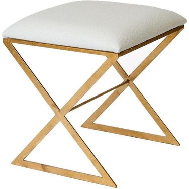 X-Side-Guo Cream Ostrich And Gold X Side Stool