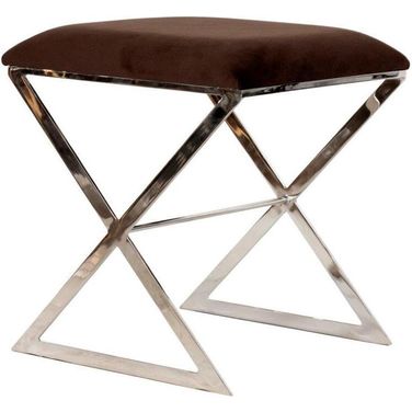 X-Side-Nu Brown Velvet And Nickel X Side Stool