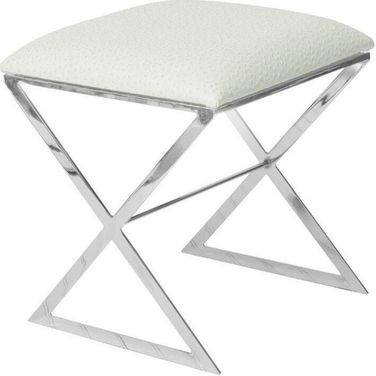 X-Side-Nuo Cream Ostrich And Nickel X Side Stool