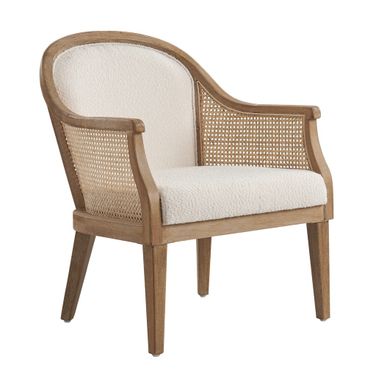 Xaver Farmhouse Rattan Solid Wood Armchair In Ivory