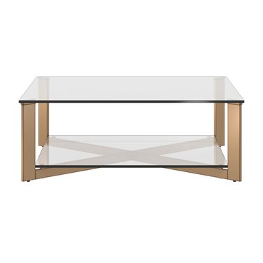 Xavier Coffee Table In Antique Brass and Clear