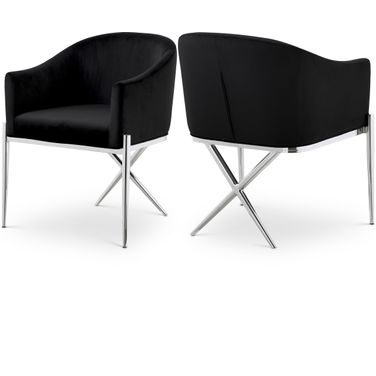 Xavier Velvet Dining Chair In Black/Chrome