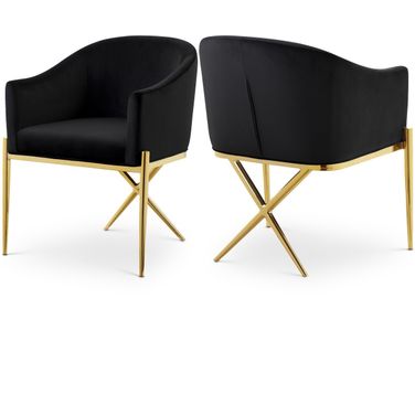 Xavier Velvet Dining Chair In Black