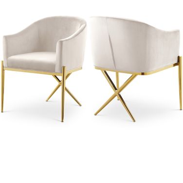 Xavier Velvet Dining Chair In Cream