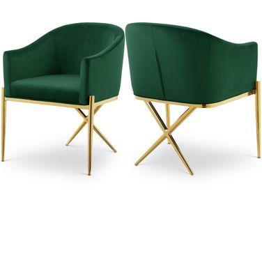 Xavier Velvet Dining Chair In Green