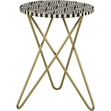 Xenia Round Accent Table with Hairpin Legs Black and White
