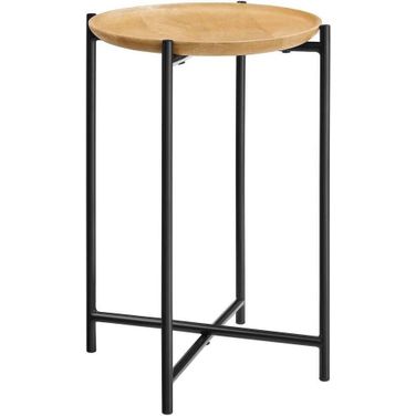 Xilo Wood and Metal Round Side Table In Oak