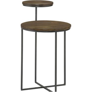 Yael Round Accent Table Natural and Gunmetal