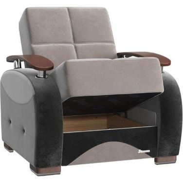 Yafah Upholstered Convertible Armchair with Storage In Gray