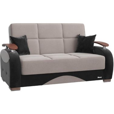 Yafah Upholstered Convertible Loveseat with Storage In Gray