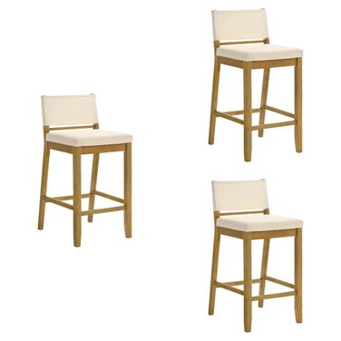 Yaneli Bar Height Bar Stool Set of 3 In Amber Glow and White